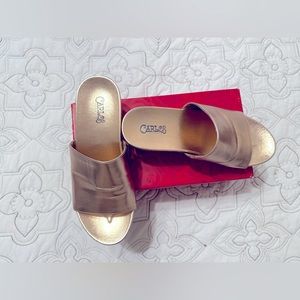 Carlos, by Carlos Santana, Delphina Rose Gold Wedge Sandals